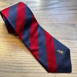 Atkinsons Silk Necktie Striped Red Blue 1755 Logo Classic Mens Tie